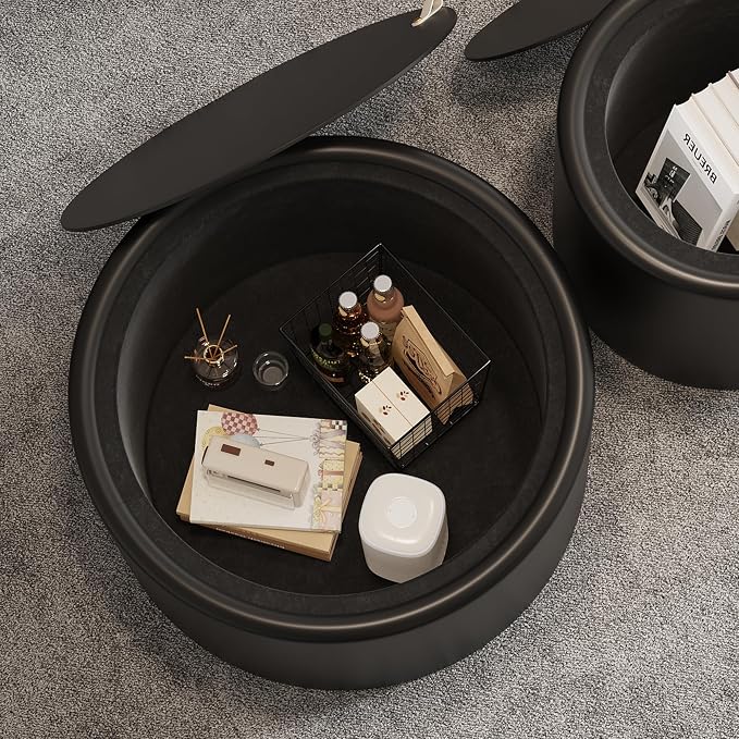 SSLine Set of 2 Black Round Nesting Coffee Tables - Image 4