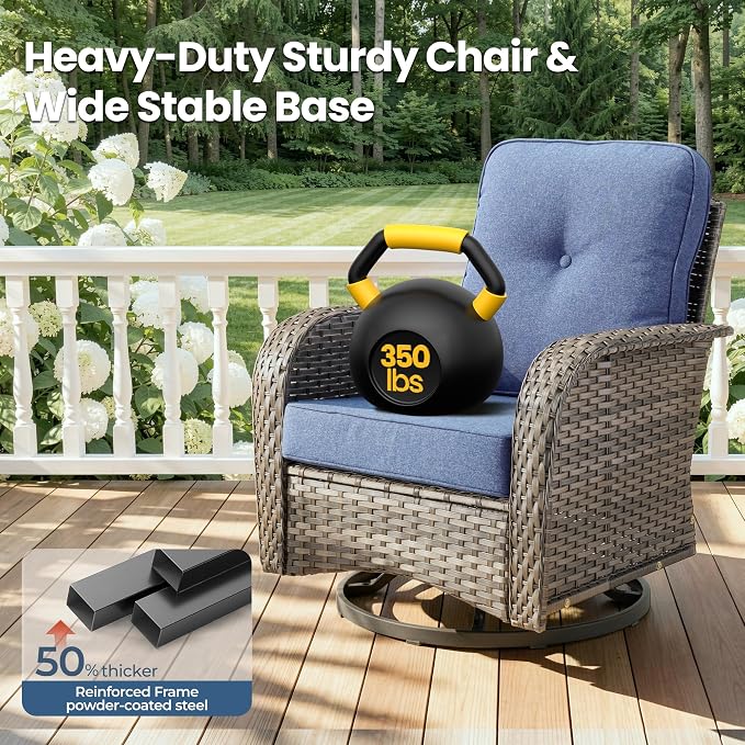 Weaxty Outdoor Swivel Rocker Patio Chairs, 3 Pieces Patio Furniture Set - Image 6