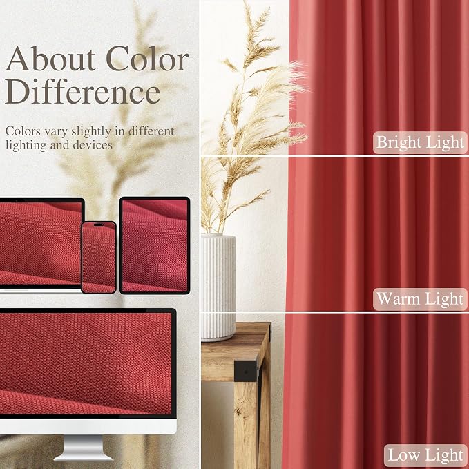 Christmas Red Linen 120 Inch Curtains - Image 3