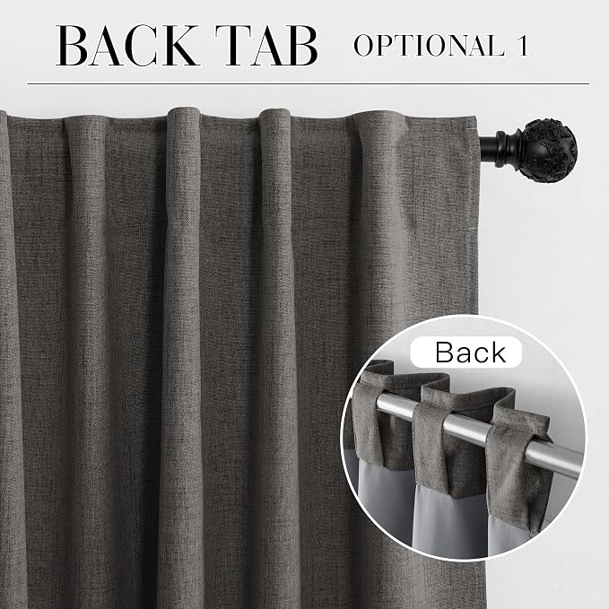 RYB HOME Grey 100% Blackout Curtains 63 inch Long, Light Blacking & Thermal - Image 7