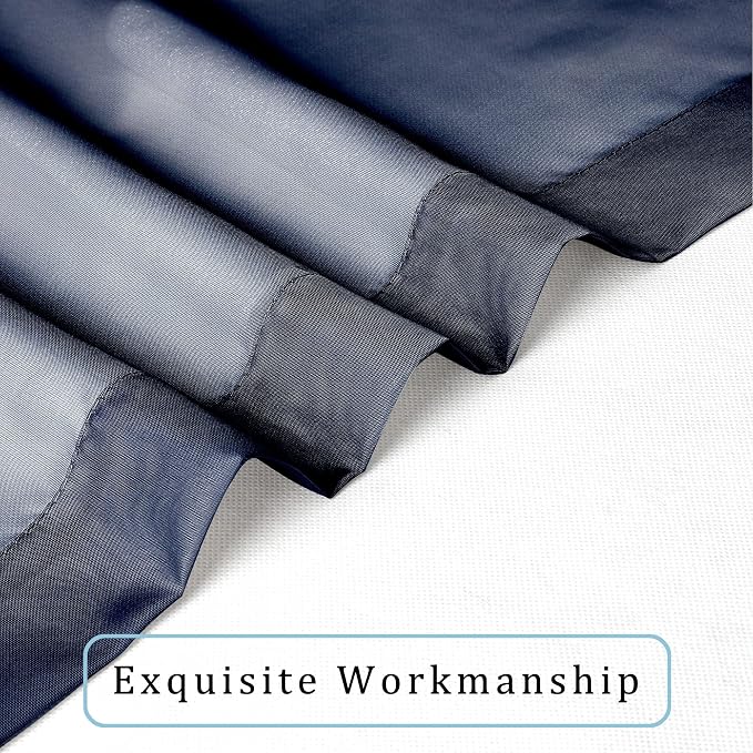 OWENIE Navy Blue Sheer Curtains 96 Inches Long 2 Panels Set, Elegant Sheer - Image 6