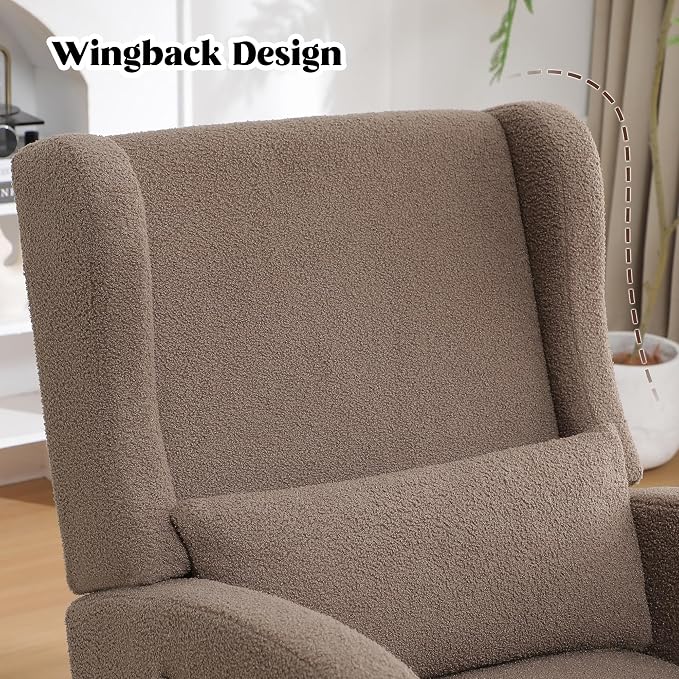 HCHAIRH Rocking Chair with Foot Rest, Teddy Wingback Nursery Rocking Chairs - Image 7