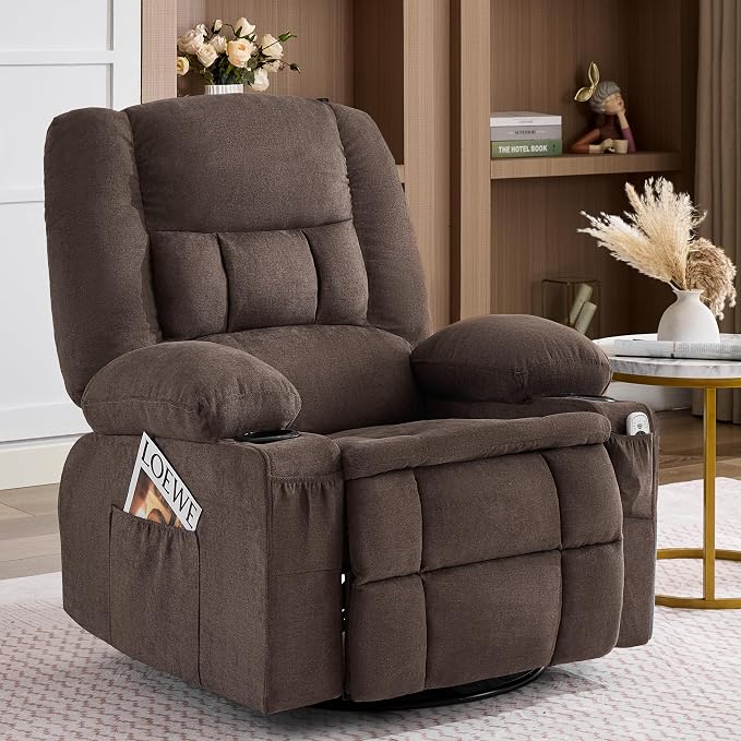 Oversized Swivel Rocker Recliner Chair by Unknown