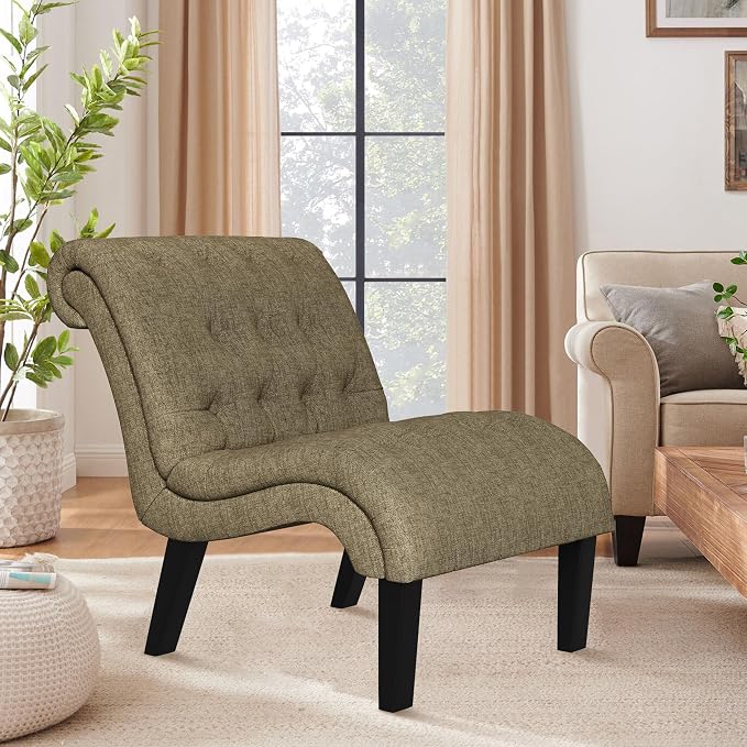 Accent Chair for Bedroom Living Room Modern Button Tufted Upholstered Armless by lightupyourlife