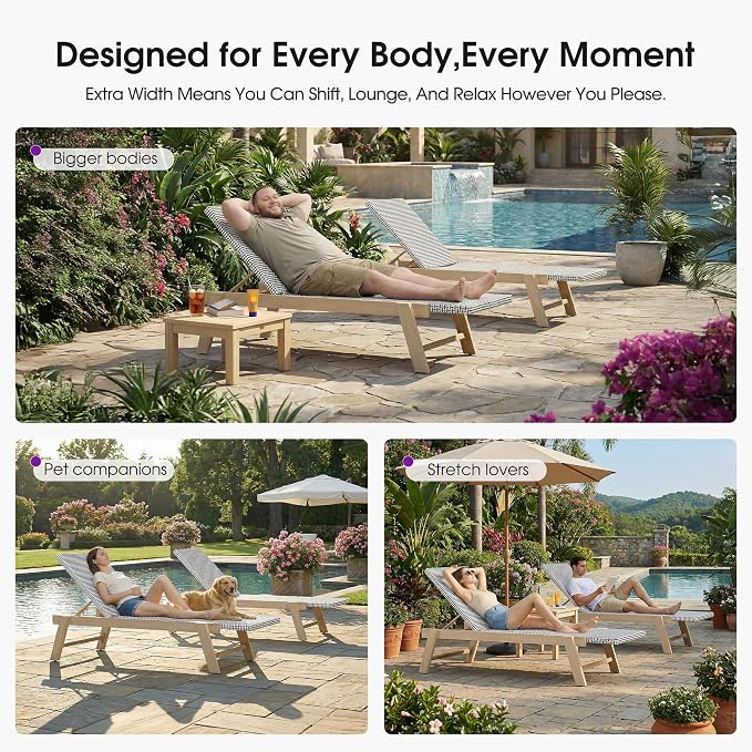 PURPLE LEAF Extra Large Patio Chaise Lounge 2 Pieces French Outdoor Wicker - Image 4