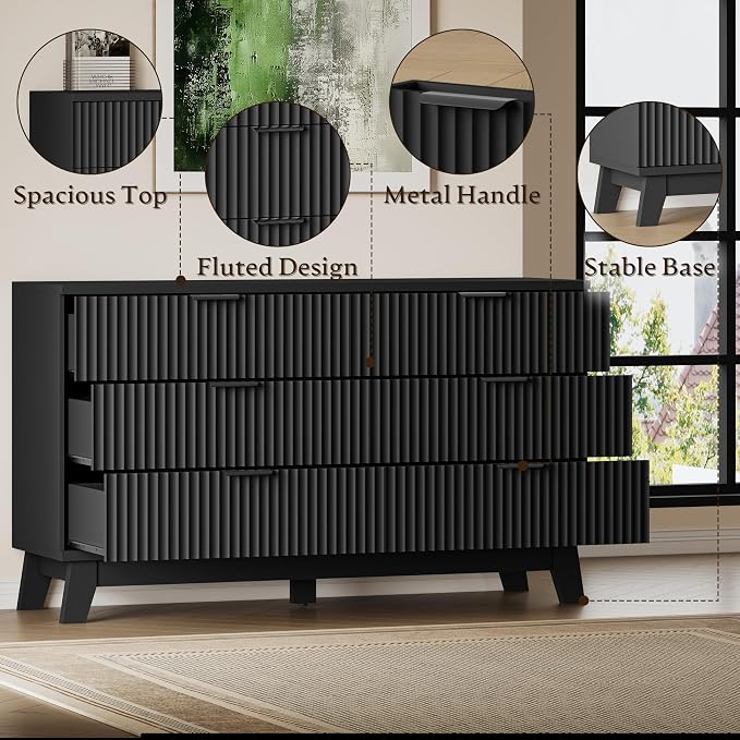 BORNOON 53" Long Dresser for Bedroom, 6-Drawer Dresser - Image 5