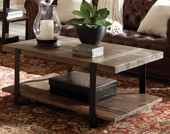 Alaterre Furniture Stowe 42-Inch Reclaimed Wood Coffee Table, Durable Metal Legs - Image 2