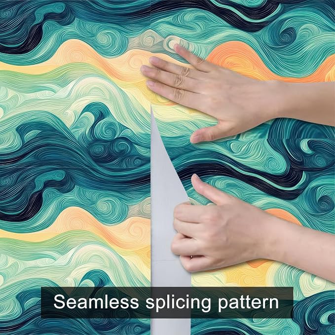 HOMETITUTE Sunset Swirl Landscape Wallpaper Peel and Stick Contact Paper Wall - Image 9