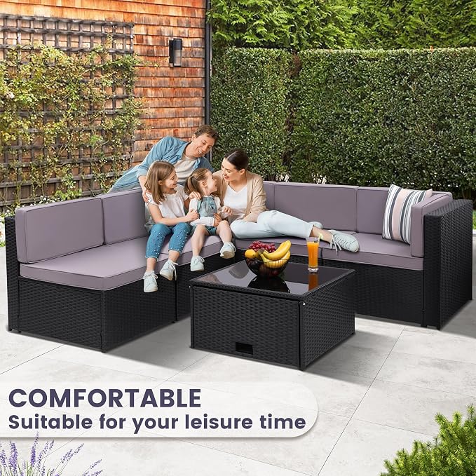 KROFEM 8-Piece Patio Furniture Set, Outdoor Wicker Rattan Sectional - Image 3