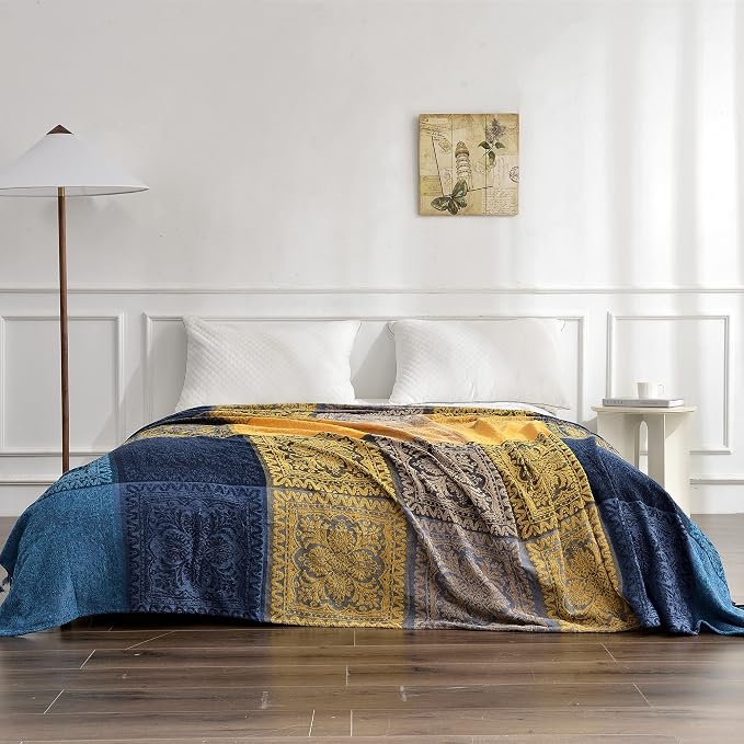 Bohemian Throw Blanket for Couch，Colorful Chenille Tassels Boho Woven Hippie - Image 6