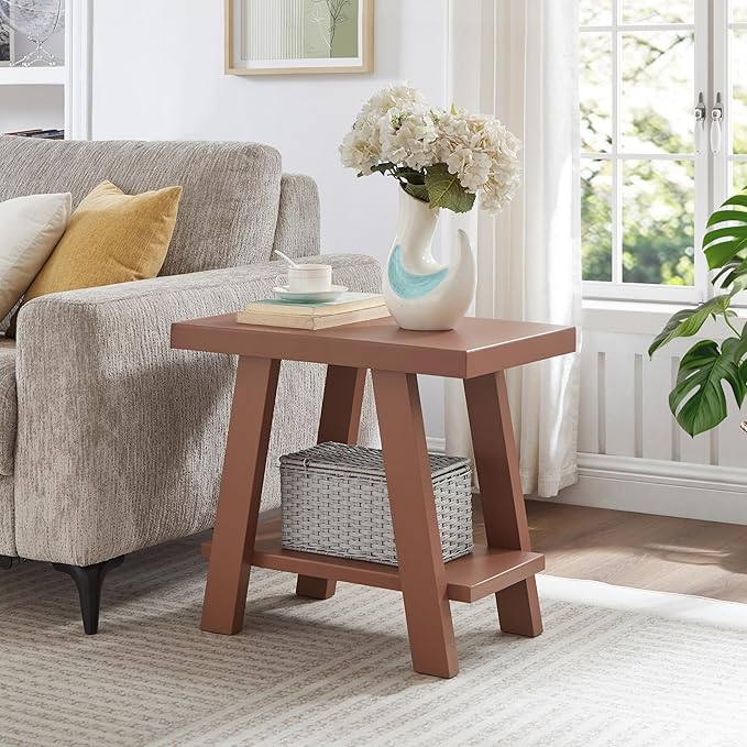 Roundhill Furniture Athens Contemporary Wood Shelf Side Table in Red by RoundhillFurniture