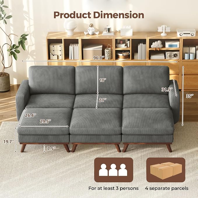 Vesgantti 97" Modular Sectional Sofa Drak Gray, Sectional Couch - Image 2