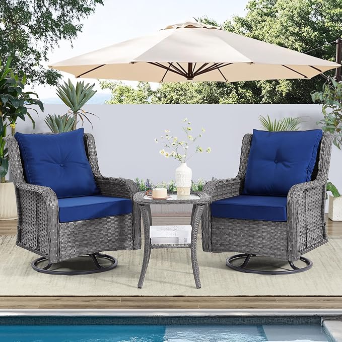 Wumiokio Patio Furniture Sets, 3 Pieces Wicker Outdoor Furniture - Image 2