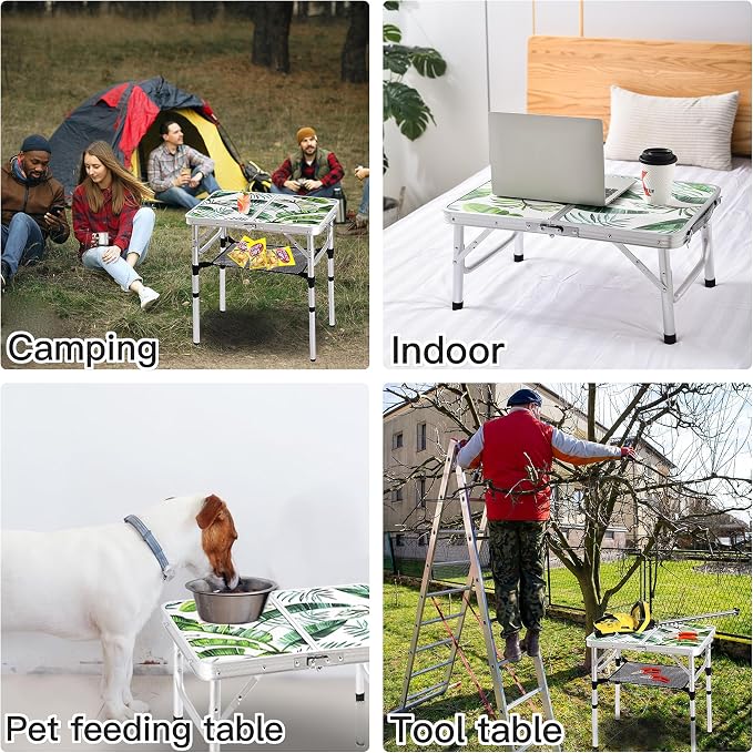Folding Camping Table 2ft Portable Picnic Table Adjustable Height Small Card - Image 6