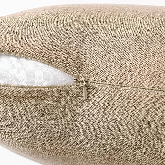MIULEE Pack of 2 Decorative Outdoor Solid Waterproof Throw Pillow Covers Faux - Image 2
