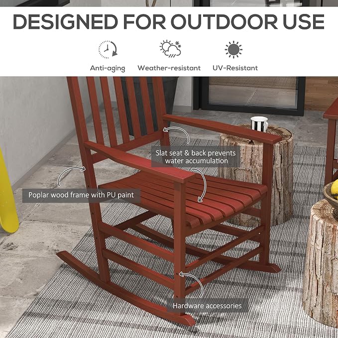 Outsunny Outdoor Rocking Chair Set of 2, Patio Rocking Chair - Image 4