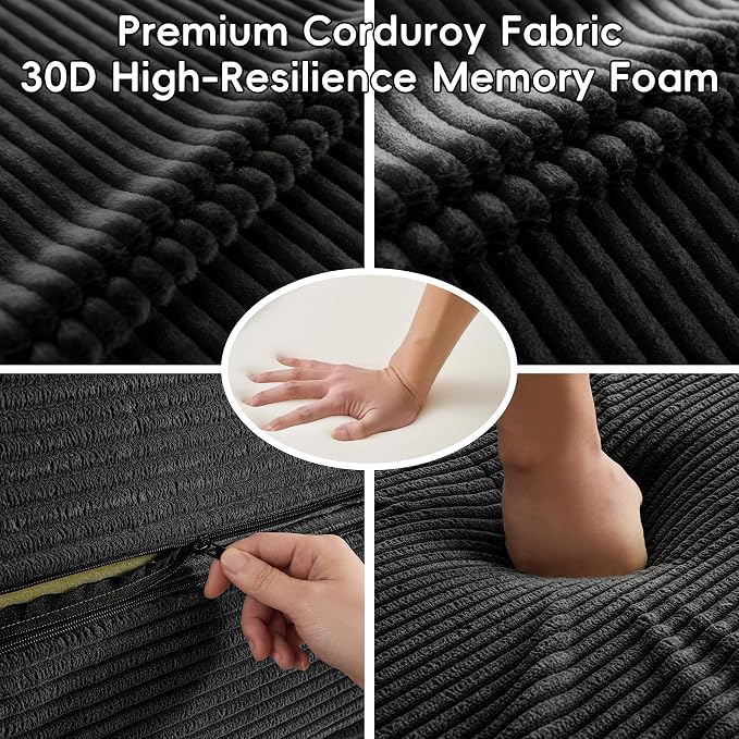 60" Boneless Couch, 5-in-1 Convertible Sofa Bed Tri Folding Mattress - Image 6