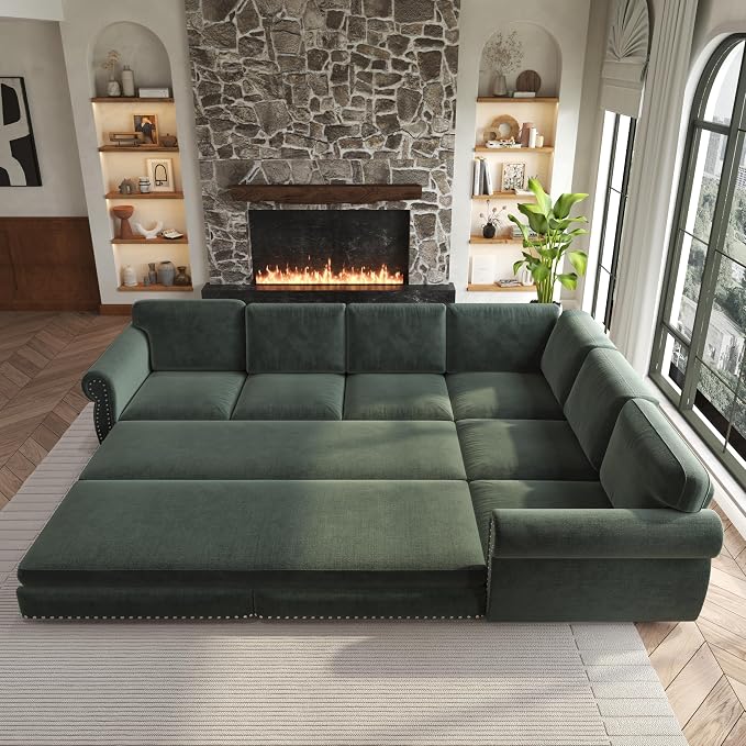 118" L-Shaped Sleeper Couch Bed - Image 9