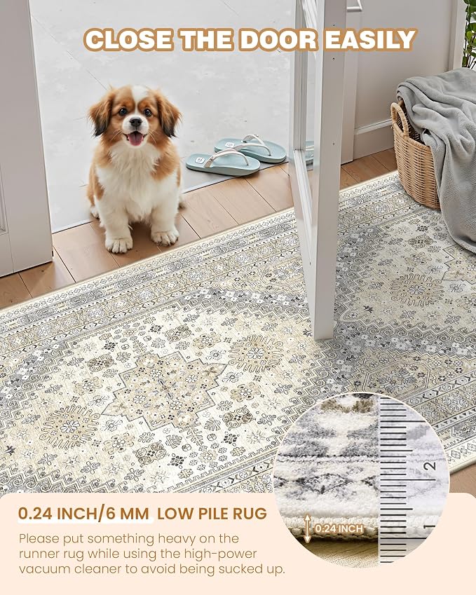 Runner Rug 2x8 Runners for Hallways Non Slip Washable, Vintage Hallway Runner - Image 6