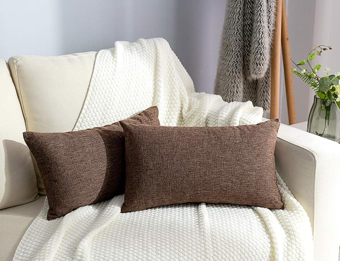 Stellhome Rectangle Linen Throw Pillow Covers Solid Fall Decorative Cushion by Stellhome