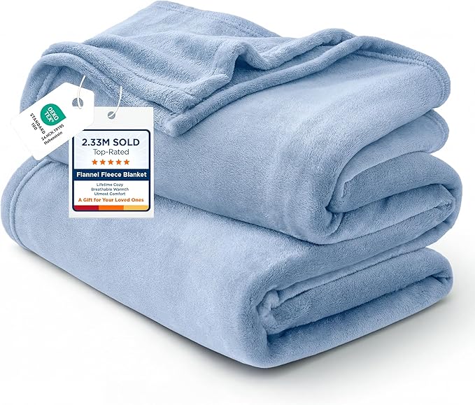 Bedsure GentleSoft Fleece Bed Blankets Queen Size Light Blue by BEDSURE