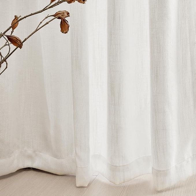 MYSKY HOME Natural Curtains 84 Inches Long, Semi Sheer Light Filtering Soft - Image 5