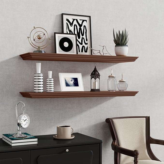 Fun Memories Floating Shelves 36 Inch Long, 9.3 Inch Deep Classic Crown Molding - Image 7