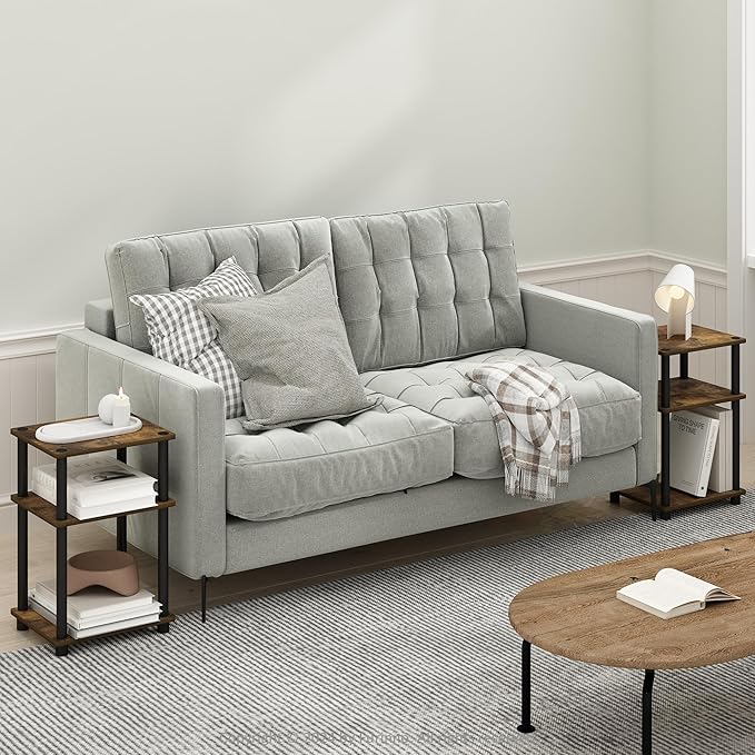 Furinno JUST Side Table Set of 2, 3-Tier Modern End Tables, Open Shelves Night - Image 2