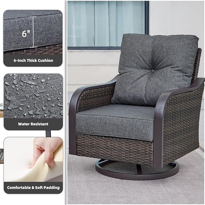 Outdoor Swivel Rocker Chairs, Wicker Swivel Rocking Chairs - Image 4