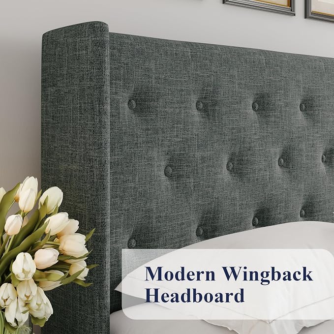 Allewie Queen Size Lift Up Storage Bed, Button Tufted Headboard - Image 4