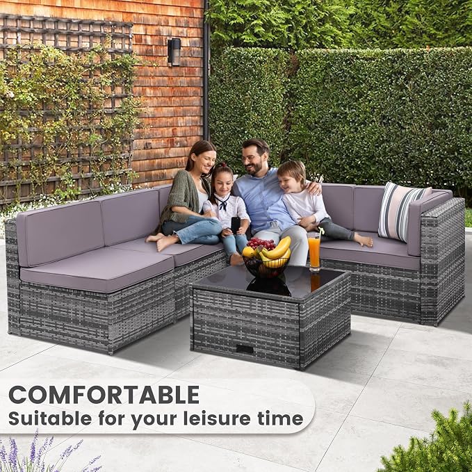 KROFEM 8-Piece Patio Furniture Set, Outdoor Wicker Rattan Sectional - Image 3