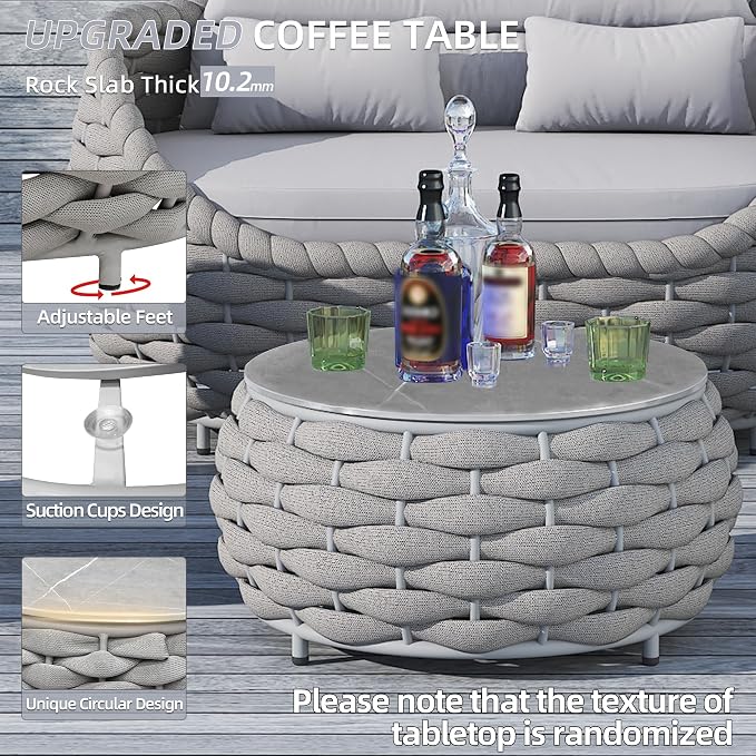 TWT 6-Piece Aluminum Patio Furniture Set, Olefin Rope Modern Outdoor - Image 5