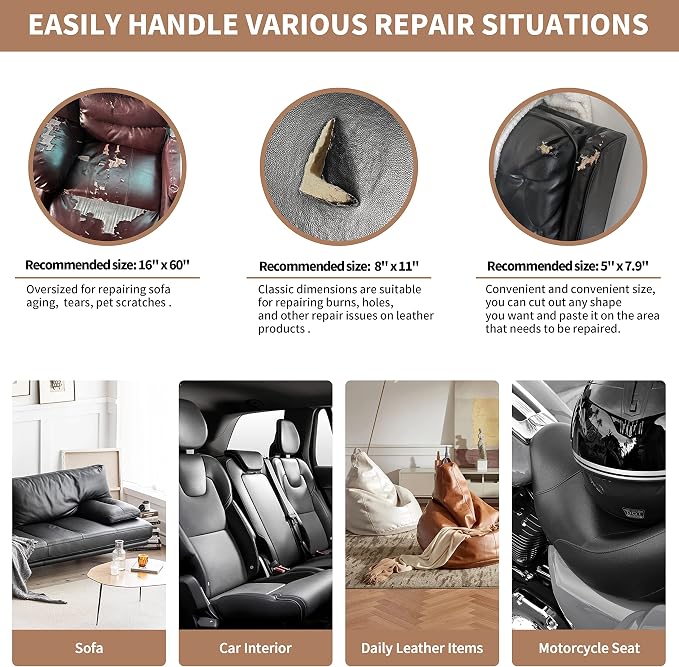 ONine Leather Repair Patch, Self-Adhesive Couch Patch, Car Seats Backpack - Image 5