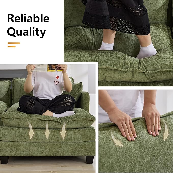 113'' V Shaped Cloud Sectional Sofa, Oversized Deep Seat Couches - Image 5