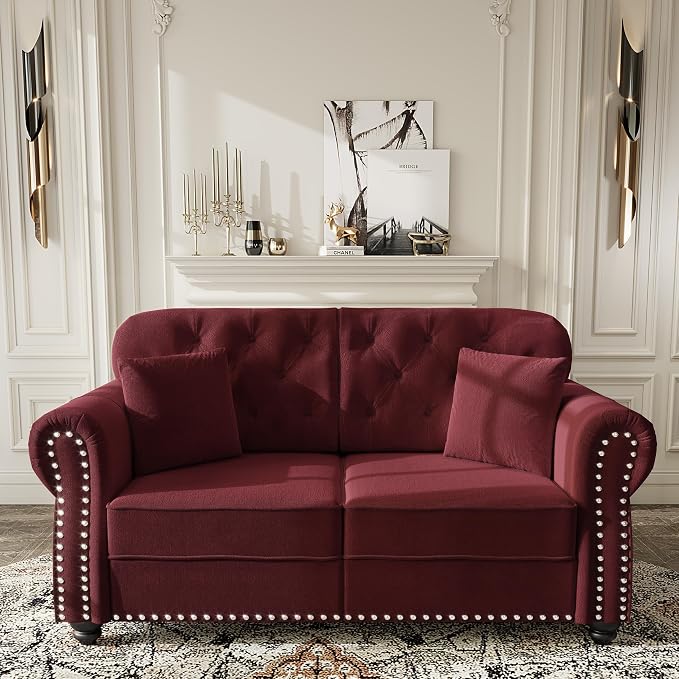 KEIKI 63" Velvet Chesterfield Sofa - Image 3