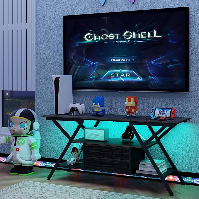 Simoretus TV Stand with Power Outlet and LED Lights, Fits TVs up to 65” - Image 4