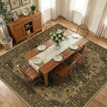 RELEANY Area Rugs Square 10ft Washable Non-Slip, Floral Vintage Distress Print by RELEANY