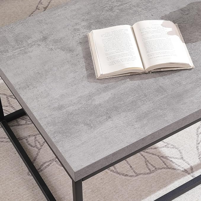 CENSI Modern Grey Square End Table, Extra Thick 1.6" Wood Top & Metal Frame - Image 9