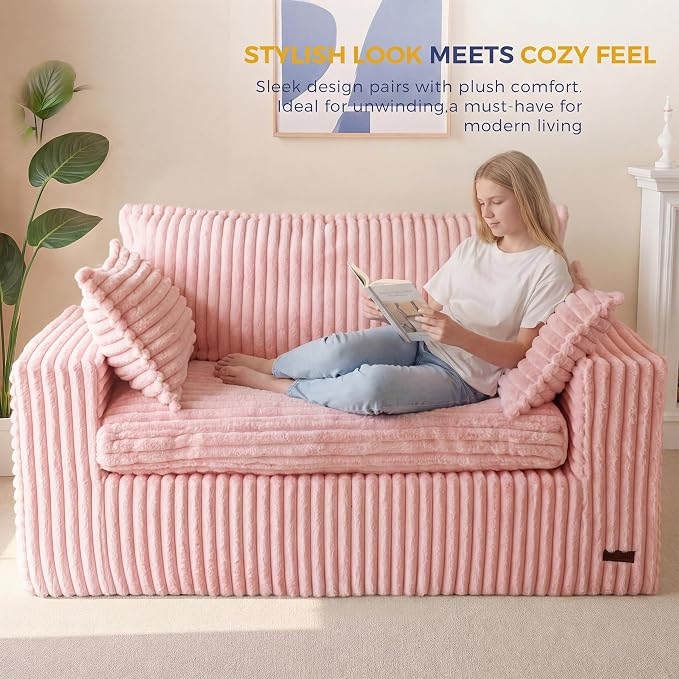 MAXYOYO 59" Bean Bag Sofa Couch, Loveseat Boneless Couch in a Box, Upholstered - Image 3