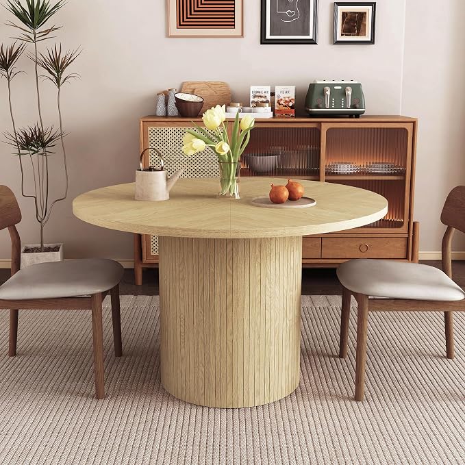 weselon Round Dining Table for 4, Modern Farmhouse Kitchen Table, 47 Inch Small by WelcometoFurnitureSalon