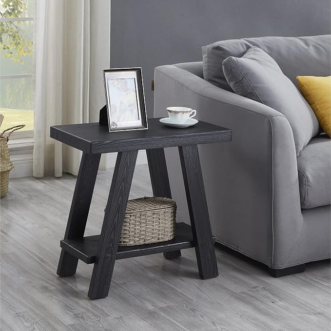 Roundhill Furniture Athens Contemporary Two-Tone Wood Shelf Side Table - Image 6