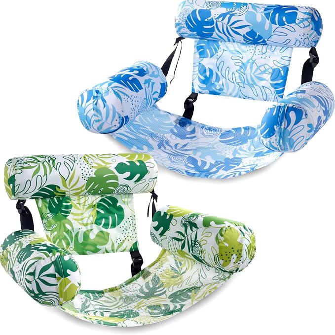 SLOOSH Inflatable Pool Floats Adult, 2 Packs Floating Lounge Chairs, Blow up by Sloosh