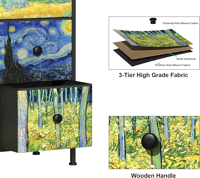 EXOTICA Van Gogh 9 Drawers Dresser Wide TV Stand Colorful Dressers & Chest of - Image 4