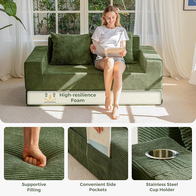 MAXYOYO Loveseat Sofa Bed, 4 in 1 Convertible Boneless Couch Folding Recliner - Image 7