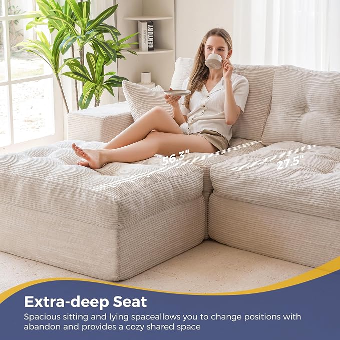 MAXYOYO 104" L Shaped Modular Sectional Sofa - Image 8