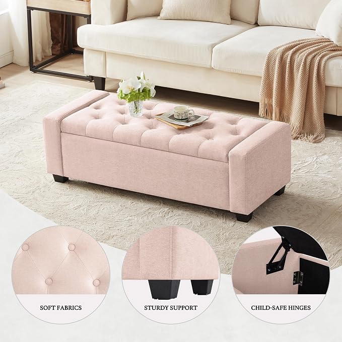 Huatean Home 48" Ottoman with Storage, Upholstered Entryway Bench with Seating - Image 4