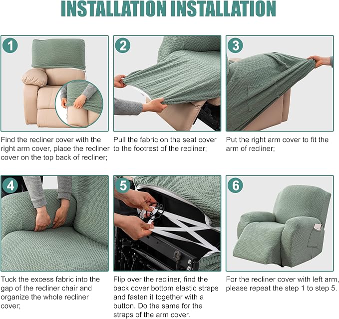 Genina Recliner Chair Cover, Stretch Reclining Chair Covers, Recliner Sofa - Image 7