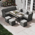 KIGOTY 7 Piece Patio Furniture Set, Outdoor PE Wicker Rattan Outdoor Dining Set by KIGOTY