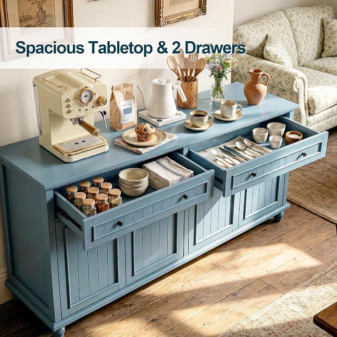 Scurrty Sideboard Buffet Cabinet, Vintage Coffee Bar Cabinets - Image 5