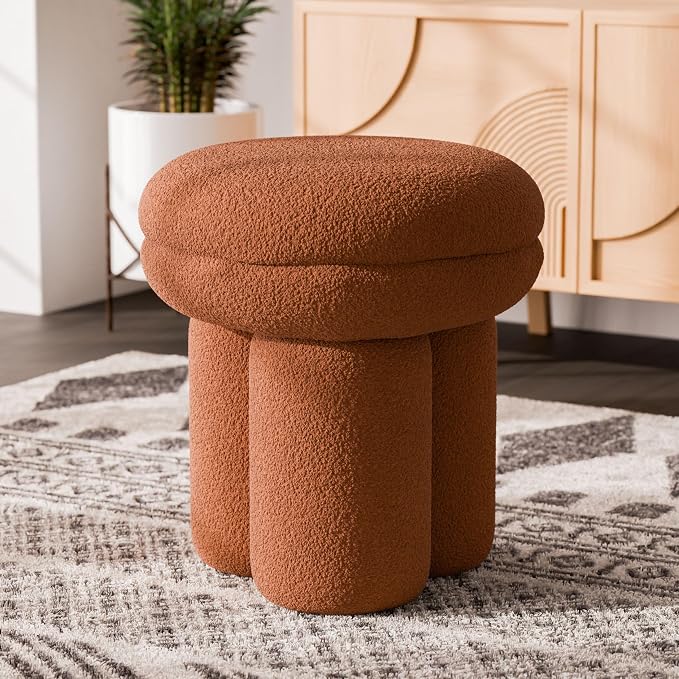 Furniture of America Rami Modern 17-inch Mushroom-Shape Upholstered Ottoman by FurnitureofAmerica